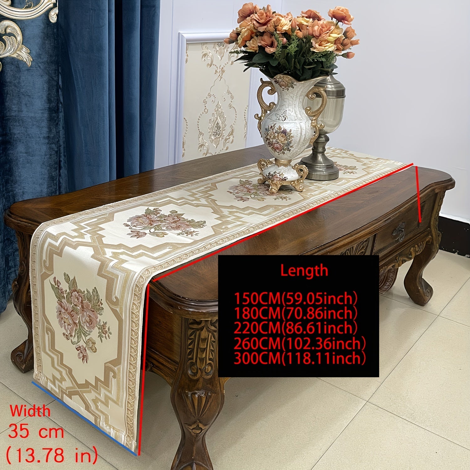 Evropa Jacquard Polyesteri bilan bezatilgan hashamatli stol qoplamasi - Zamonaviy minimalistik dizayn - Bayram bezaklari va uy bezaklari uchun ideal.