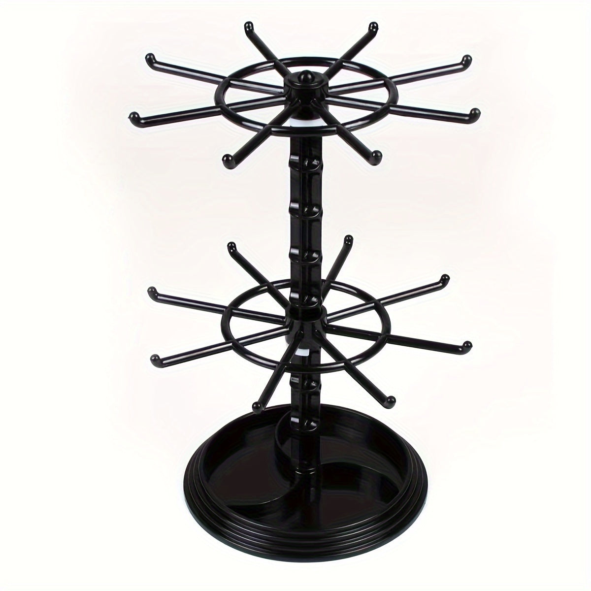 2-Layer Rotatable Storage Rack with 16 Hooks for Keys Jewelry and Accessories