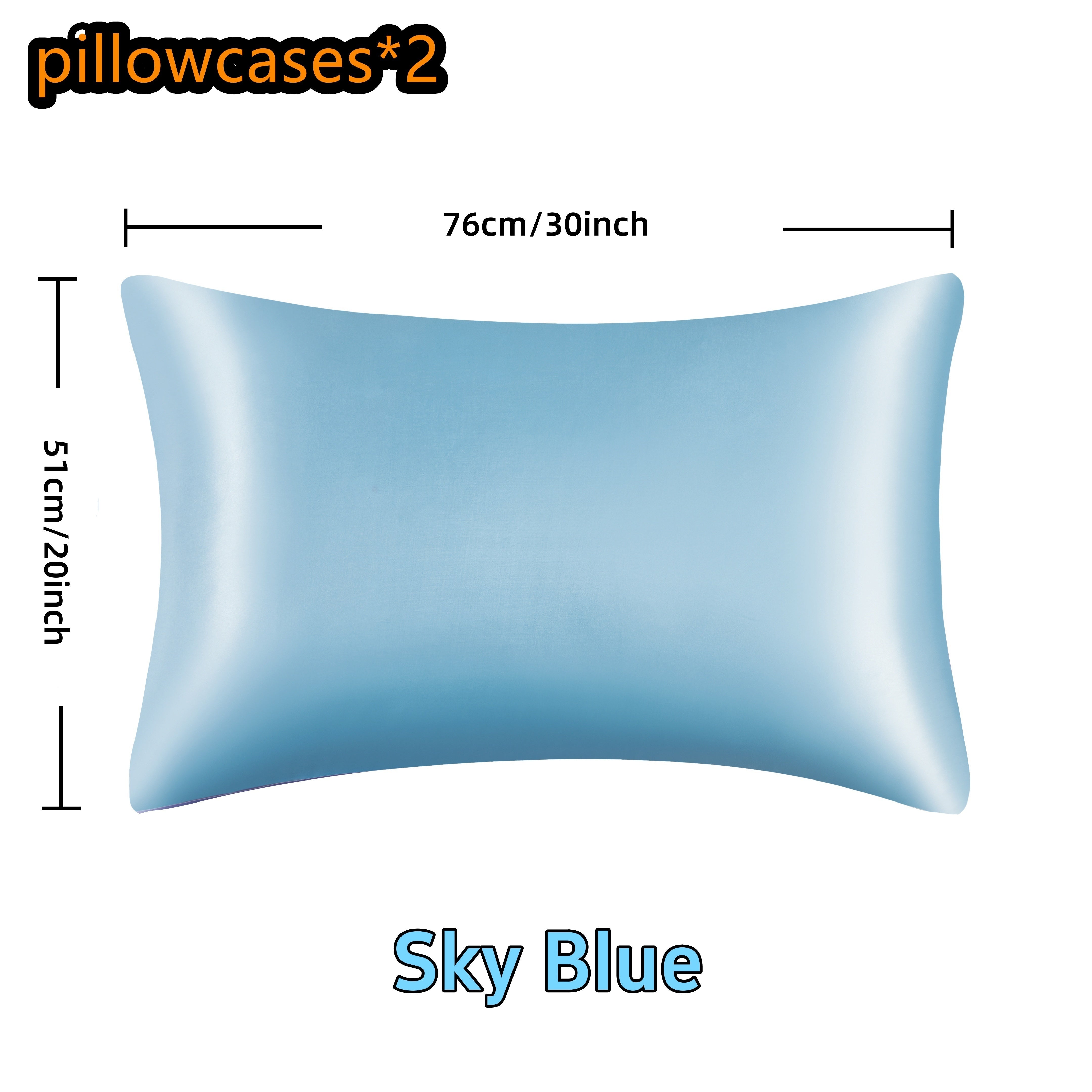 Set of 2 Satin Pillowcases in Multiple Colors 100% Polyester Envelope Closure