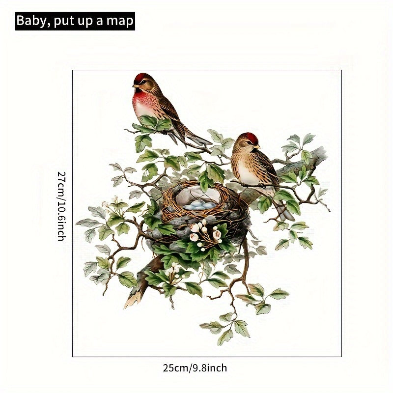 Bird's Nest and Branch Wall Sticker Self-Adhesive PVC Home Decor for Living Room Bedroom Entryway