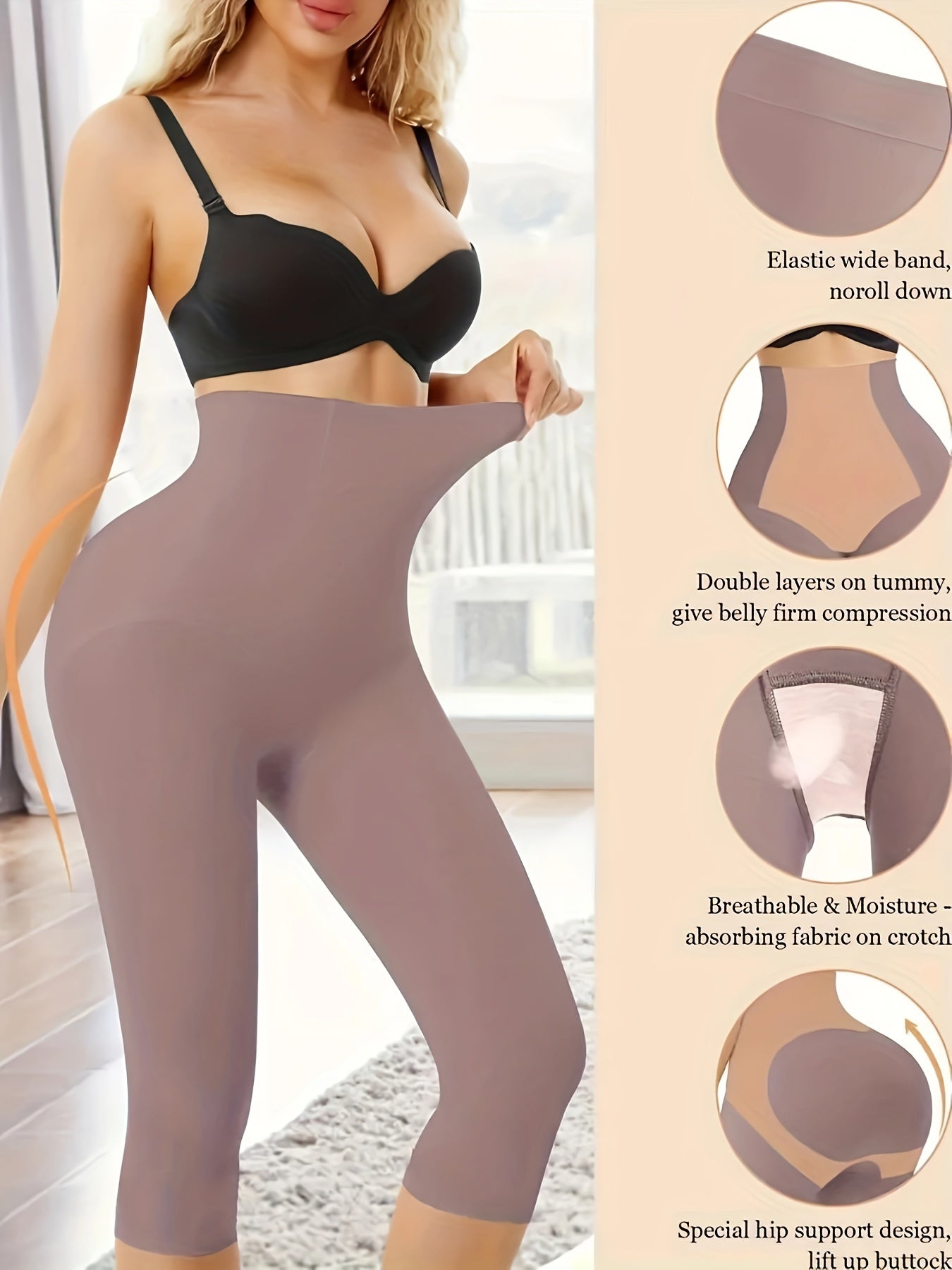 Women’s High-Waisted Slimming Capri Leggings Tummy Control Butt Lift Seamless Lightweight