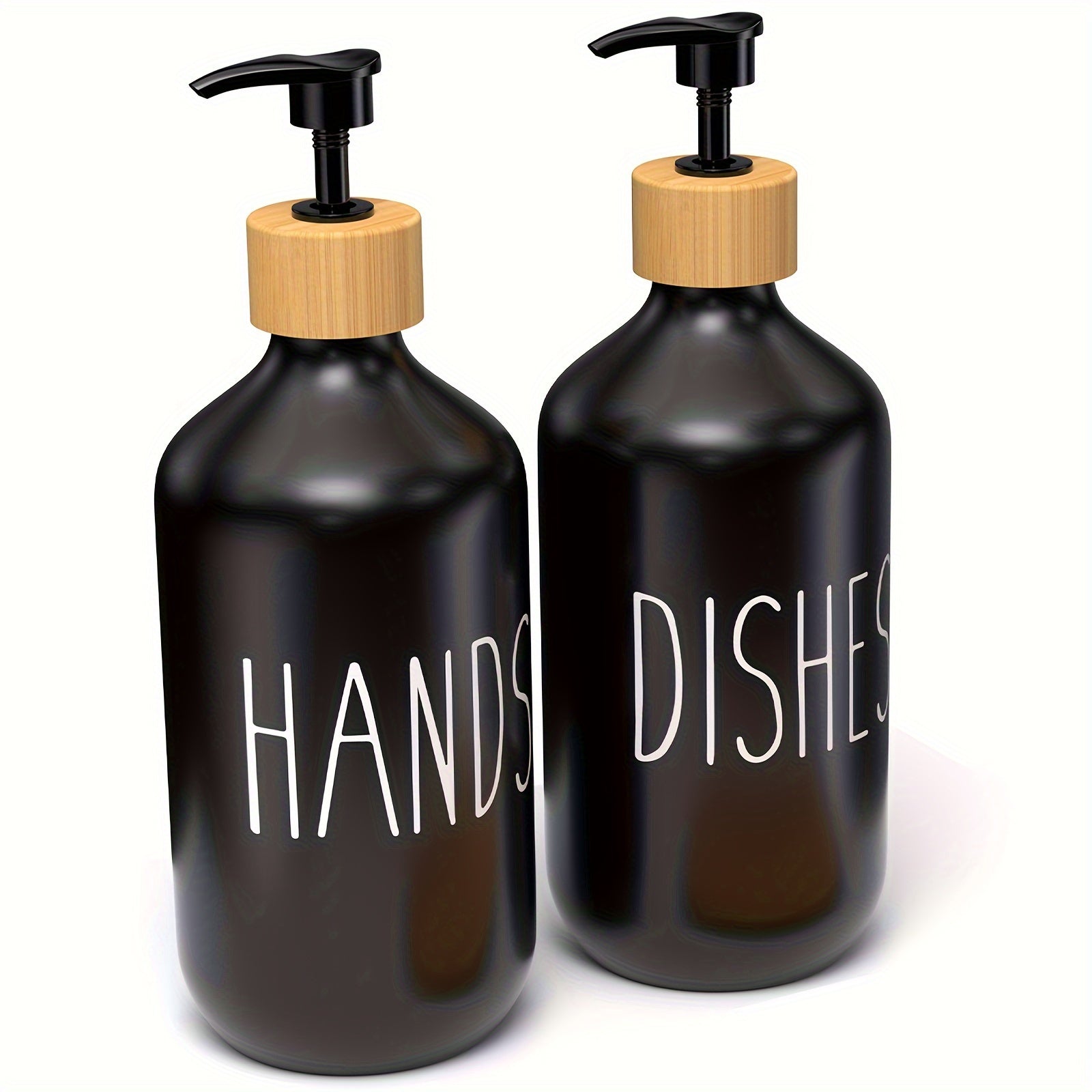 Black Plastic Double Soap Dispenser Set for Kitchen and Bathroom