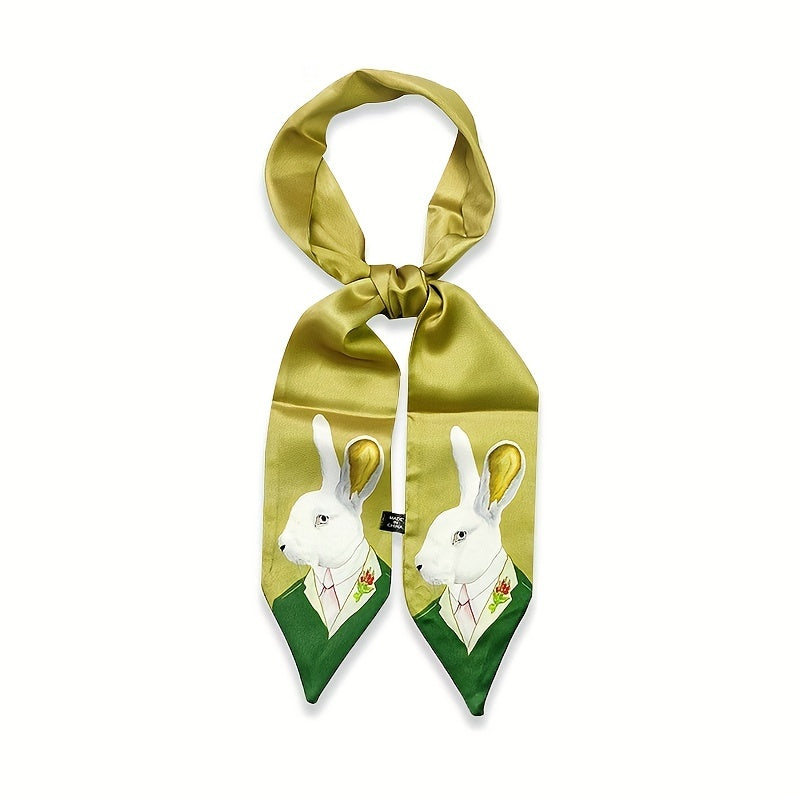 Women's Casual Decorative Neck Scarf with Animal Print in Small Silky, Thin, and Smooth fabric. Can also be worn as a Streamer Hairband.