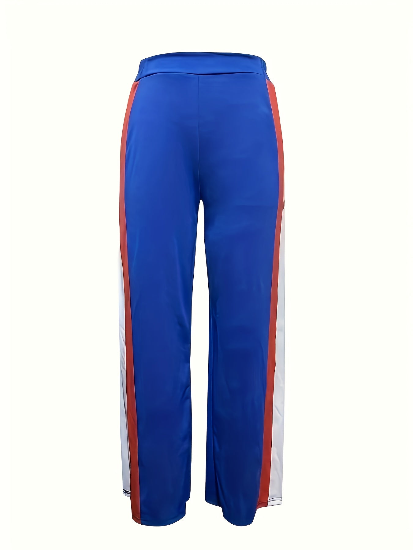 Women Wide Leg Palazzo Pants Color-Blocked Split Design Casual Summer Fashion