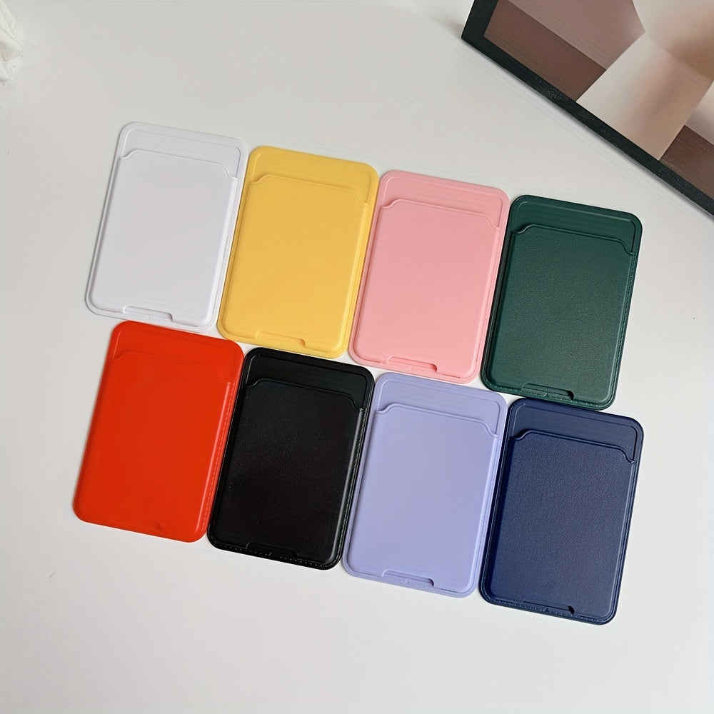 Smartphone Card Holder Self-Adhesive Solid Color Business Card Bag for DIY Customization