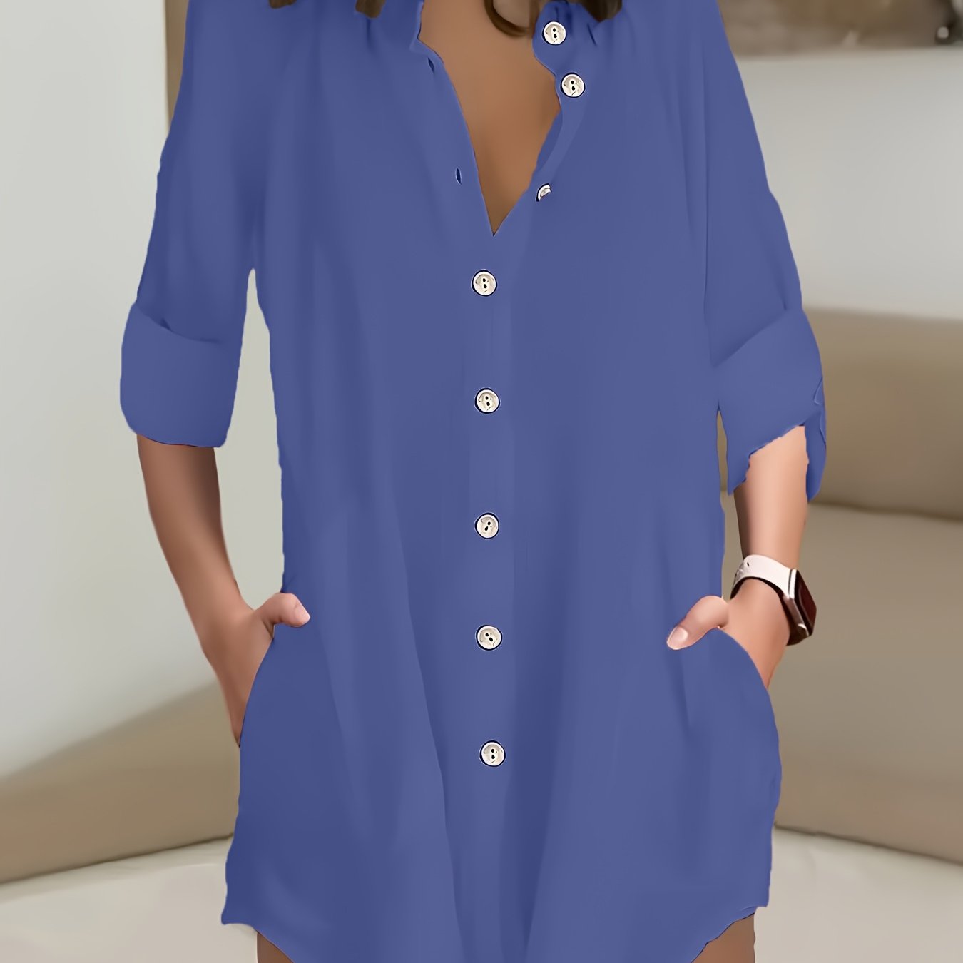 ayollar uchun keng ko'lamli kundalik uzun ko'ylak, belbog' bilan