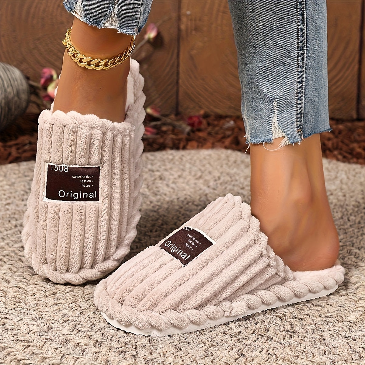 Ladies' Winter Home Slippers Soft Cotton Casual Shoes in 5 Colors
