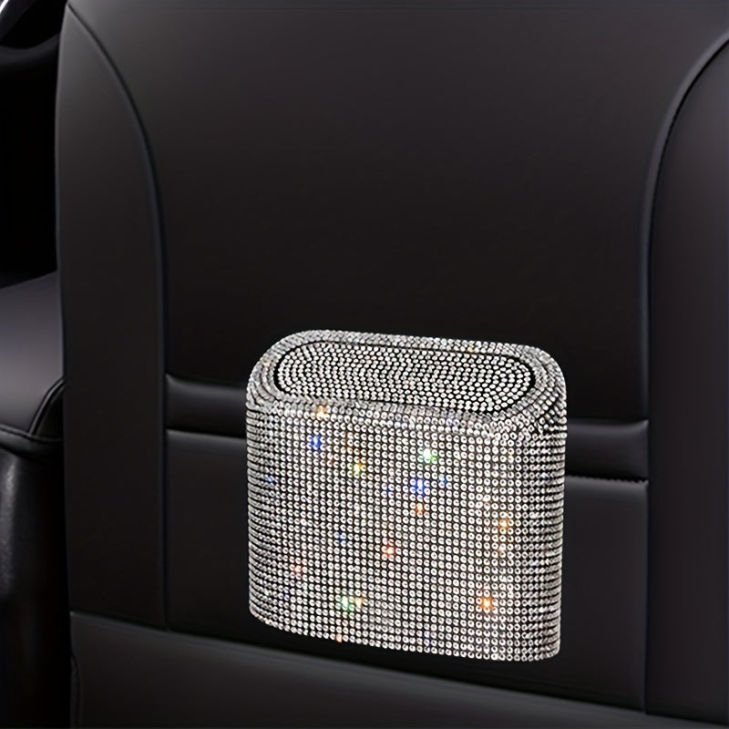 Cubo de basura para coche con pedrería, organizador colgante para almacenamiento en el asiento trasero