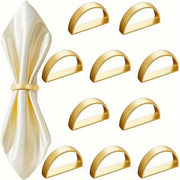 Set of 6 Gold Stainless Steel Napkin Rings for Elegant Table Decor
