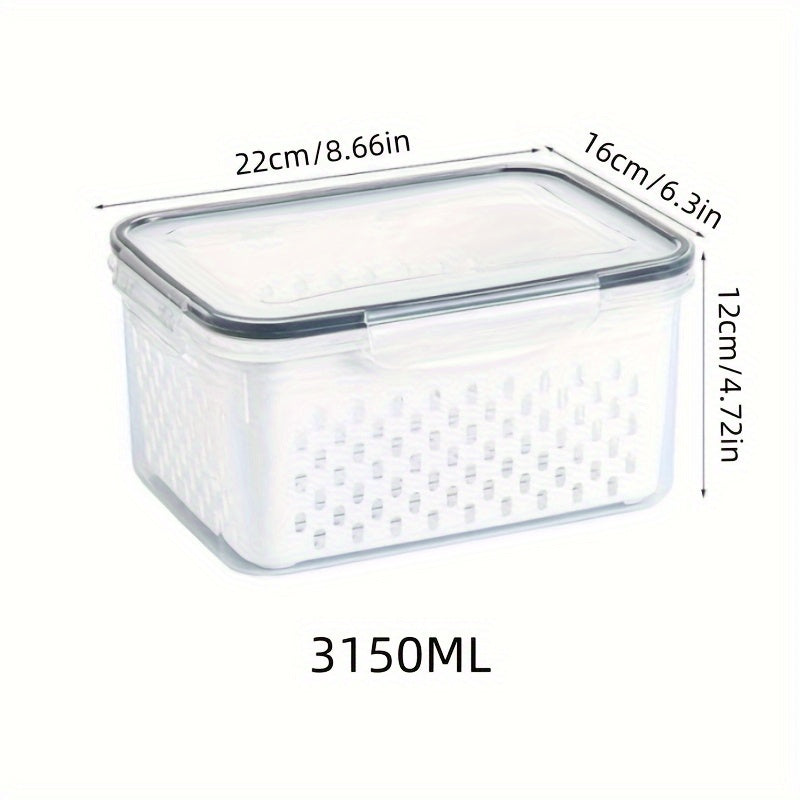 BPA-Free Fruit Storage Container with Drain Colander and Airtight Lid for Refrigerator