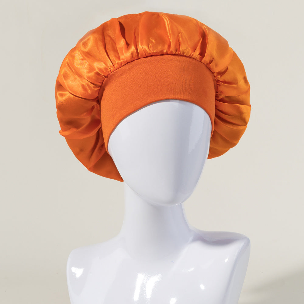 Women's Satin Sleeping Cap with Wide Elastic Band for Curly Hair