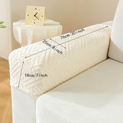 2 Modern Plush Sofa Armrest Covers Non-Slip Stretchable Fabric White Set of 2