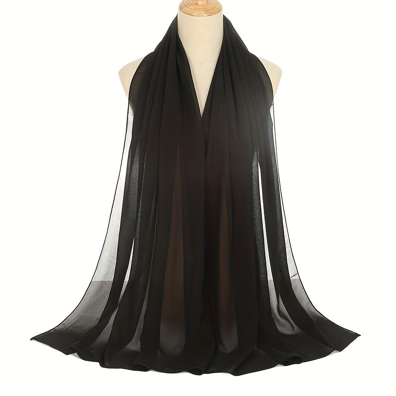 Black and White Chiffon Hijab Lightweight Breathable Headscarf for Women