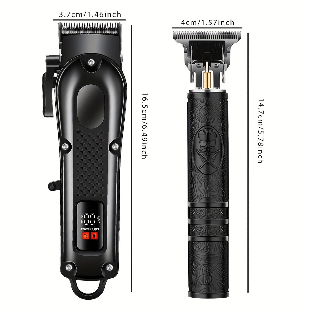 Men's Grooming Set 2pcs Cordless Hair Clippers Trimmers LED Display Perfect Gift