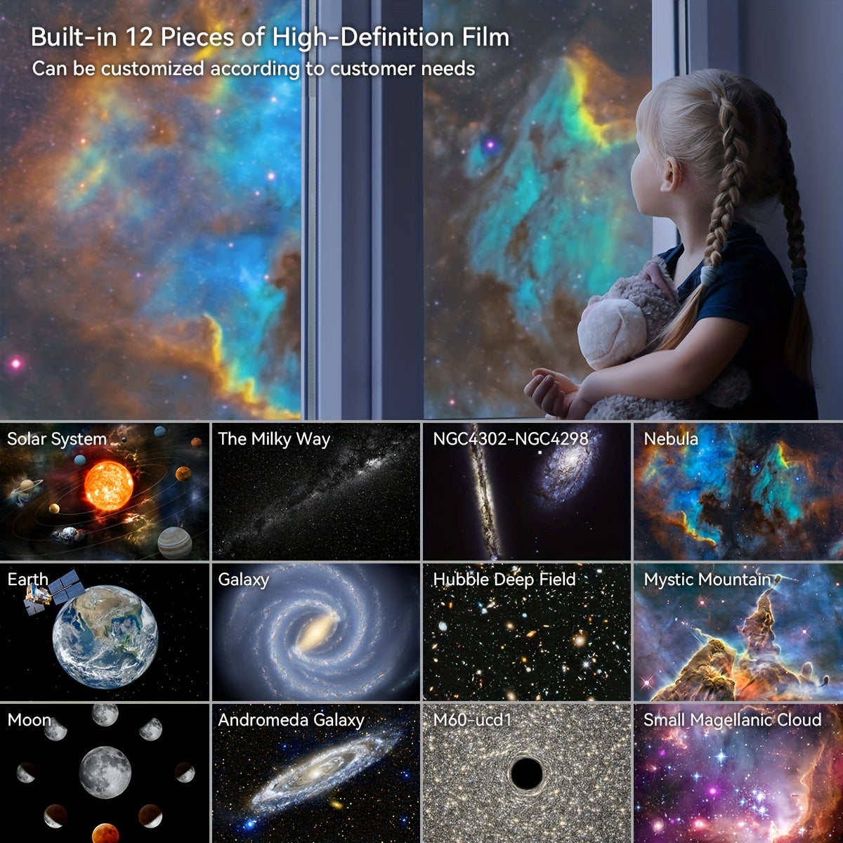 Galaxy Star Projector Night Light with Adjustable Brightness USB Powered for Bedroom Ambiance