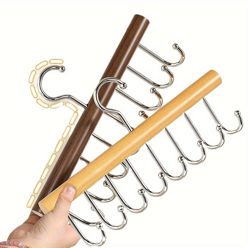 Organizador de armario colgante de madera con 8 ganchos para almacenamiento en armario y ahorro de espacio