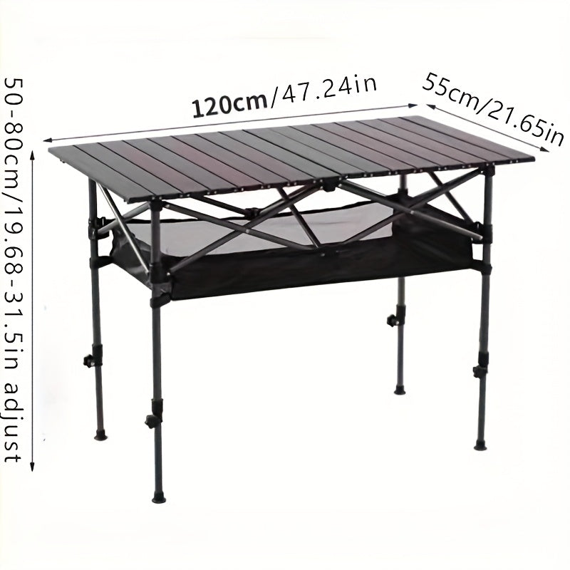 Portable Folding Camping Table with Adjustable Height and Metal Legs