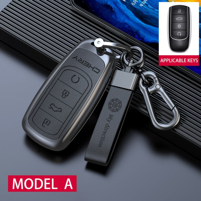 Stylish Car Key Case For SUV Remote Keychain Durable Leather Black