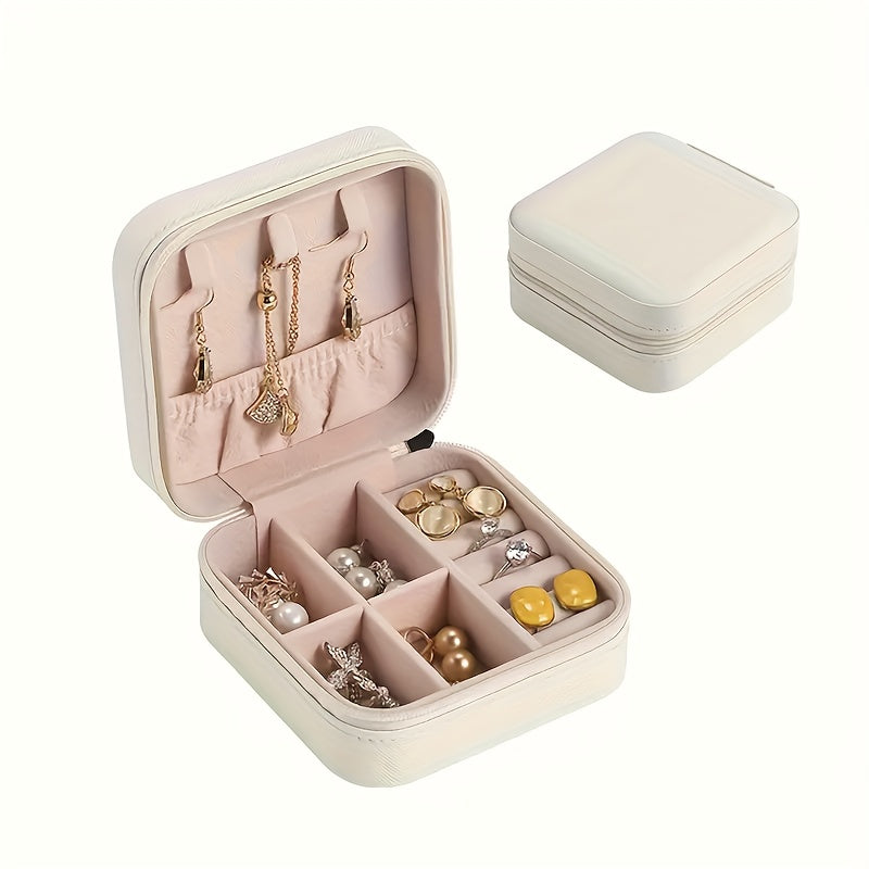 Caja organizadora de joyas de viaje para almacenamiento de collares y anillos
