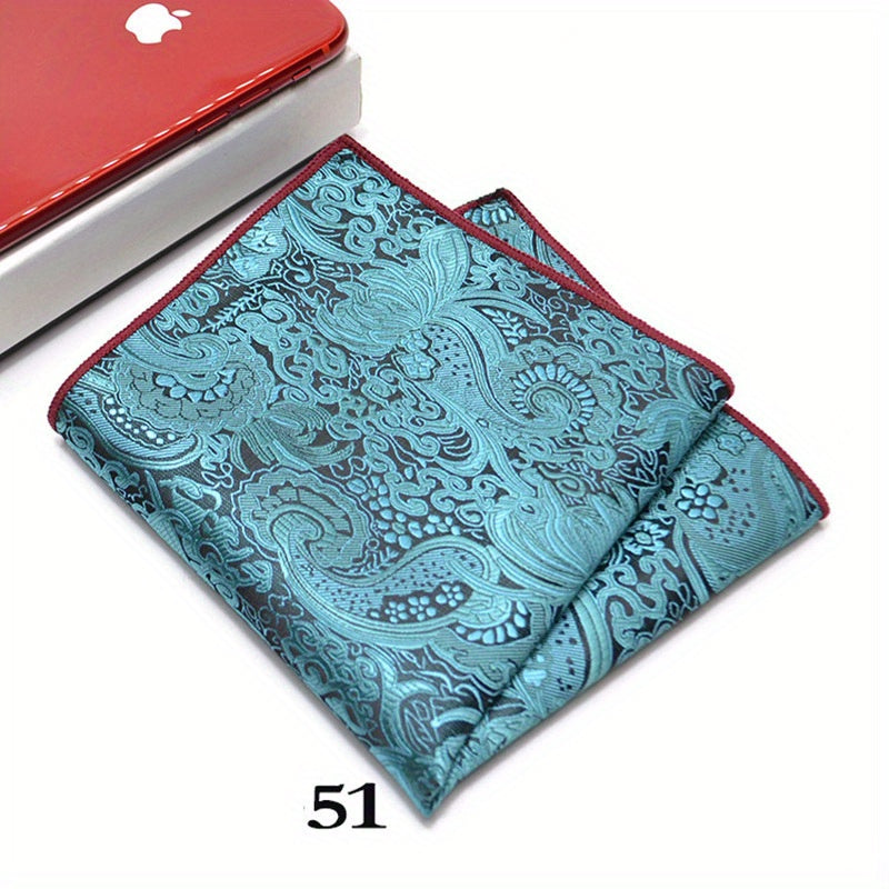 Pañuelo de bolsillo de jacquard paisley para hombre, patrón de anacardo, accesorio elegante
