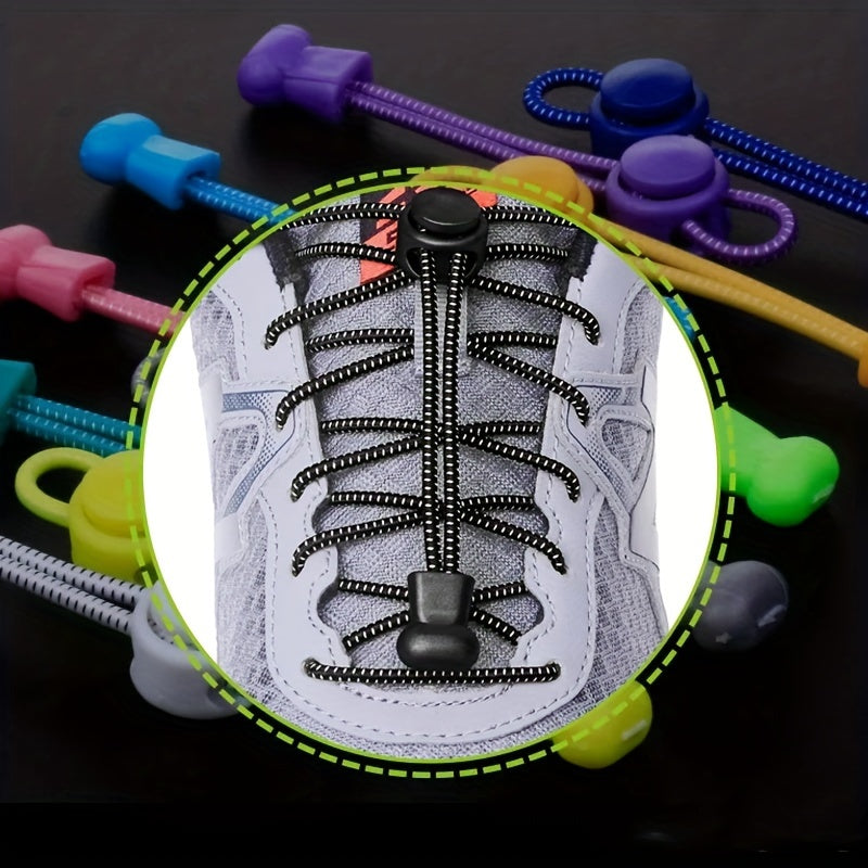 No-Tie Elastic Shoelaces for Sneakers, 12 Colors, Quick Lock, Stretchy