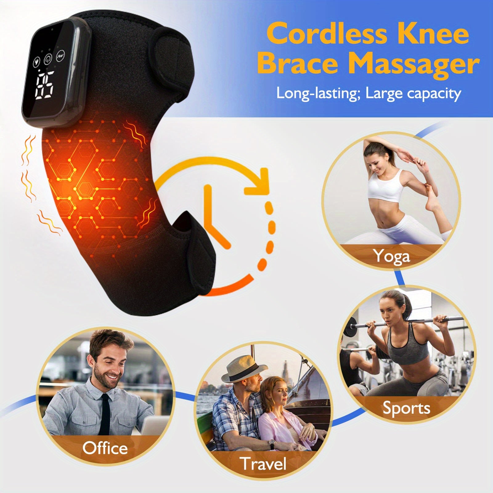 Wireless Vibration Massage Knee Protector with Heating and Wireless Charging Controller for Joints and Shoulders