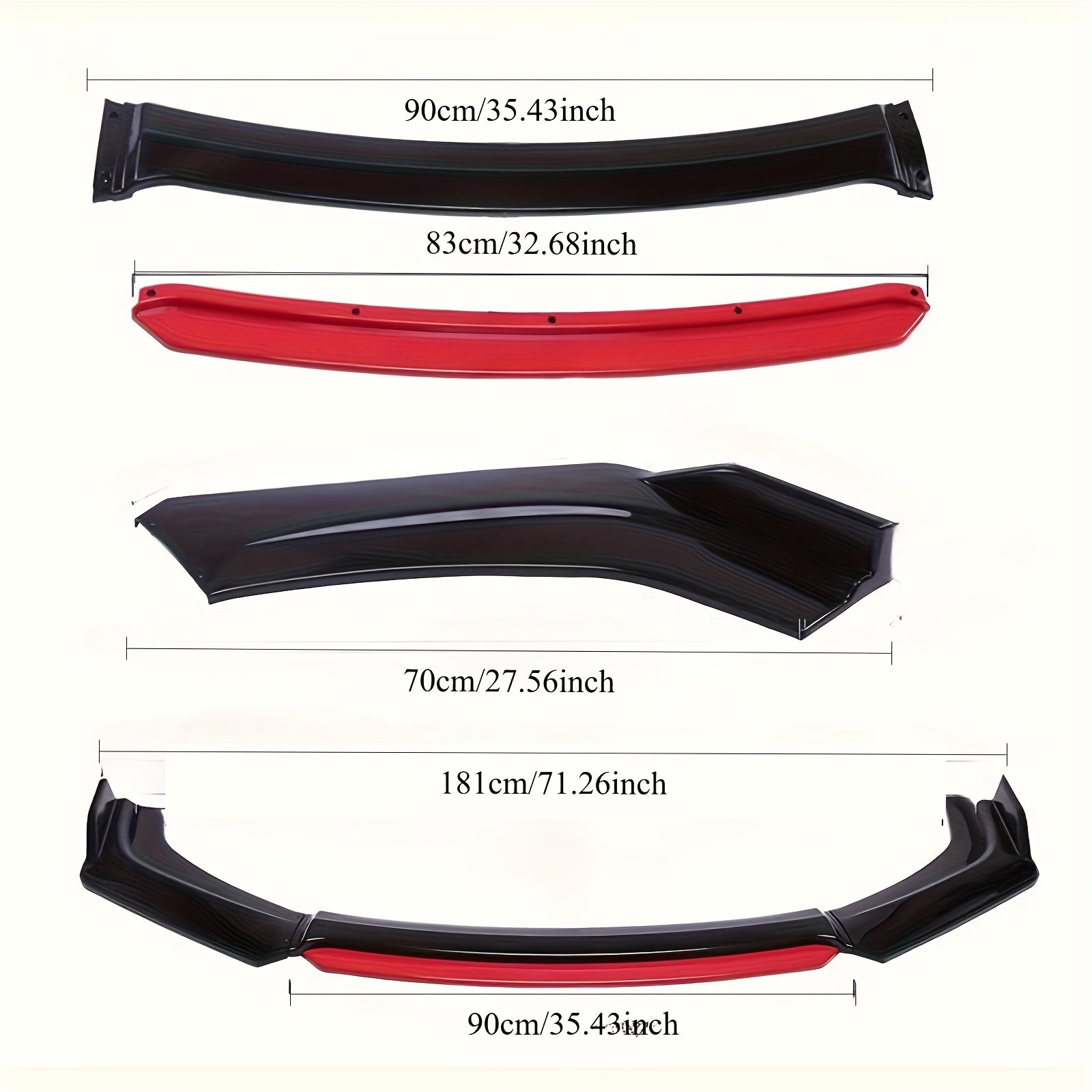 4Pcs Front Bumper Lip Spoiler Body Kit Black Red White Splitter Car Modification