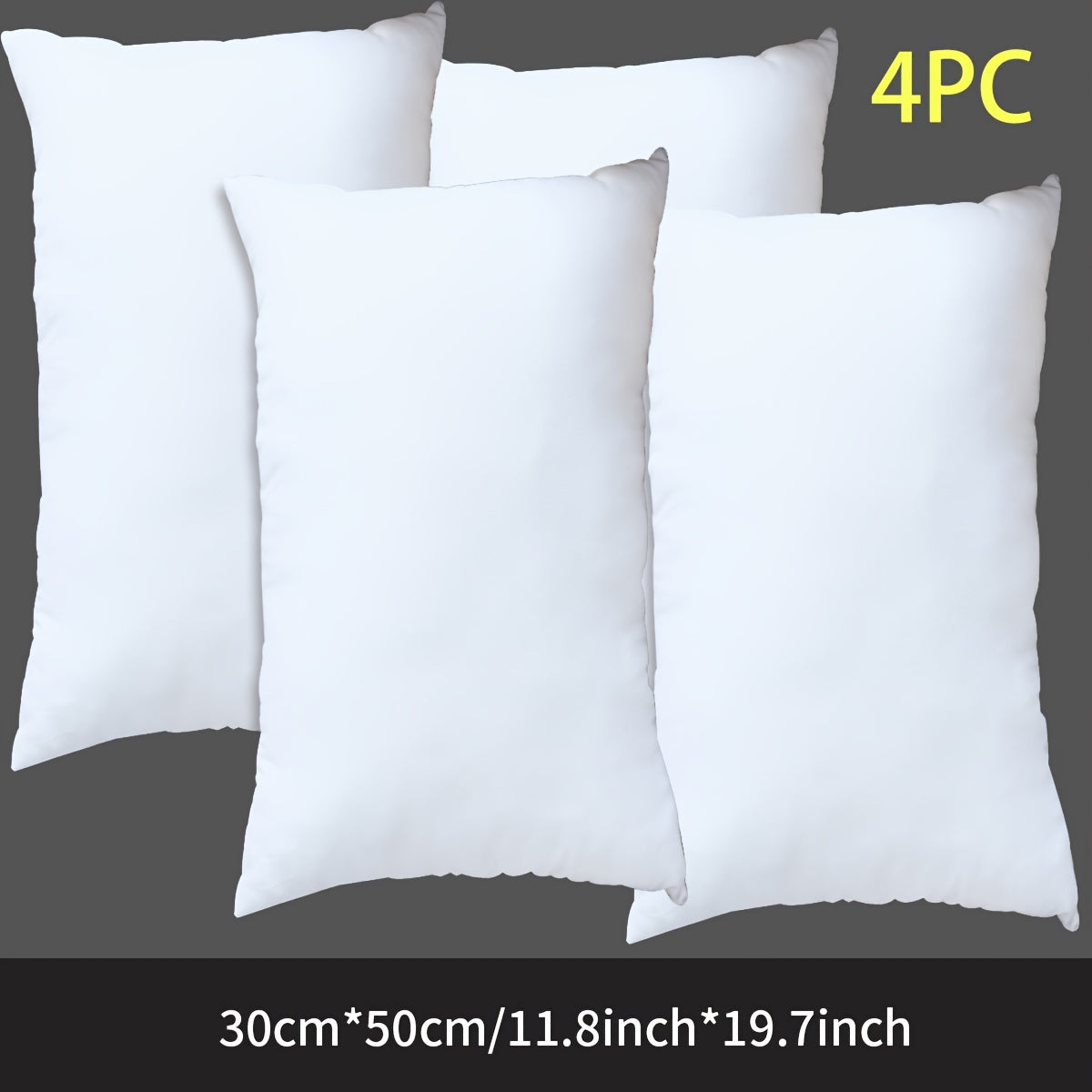 White Polyester Fiber Pillow Inserts for Home Decor and Seating, 2 or 4 Pack