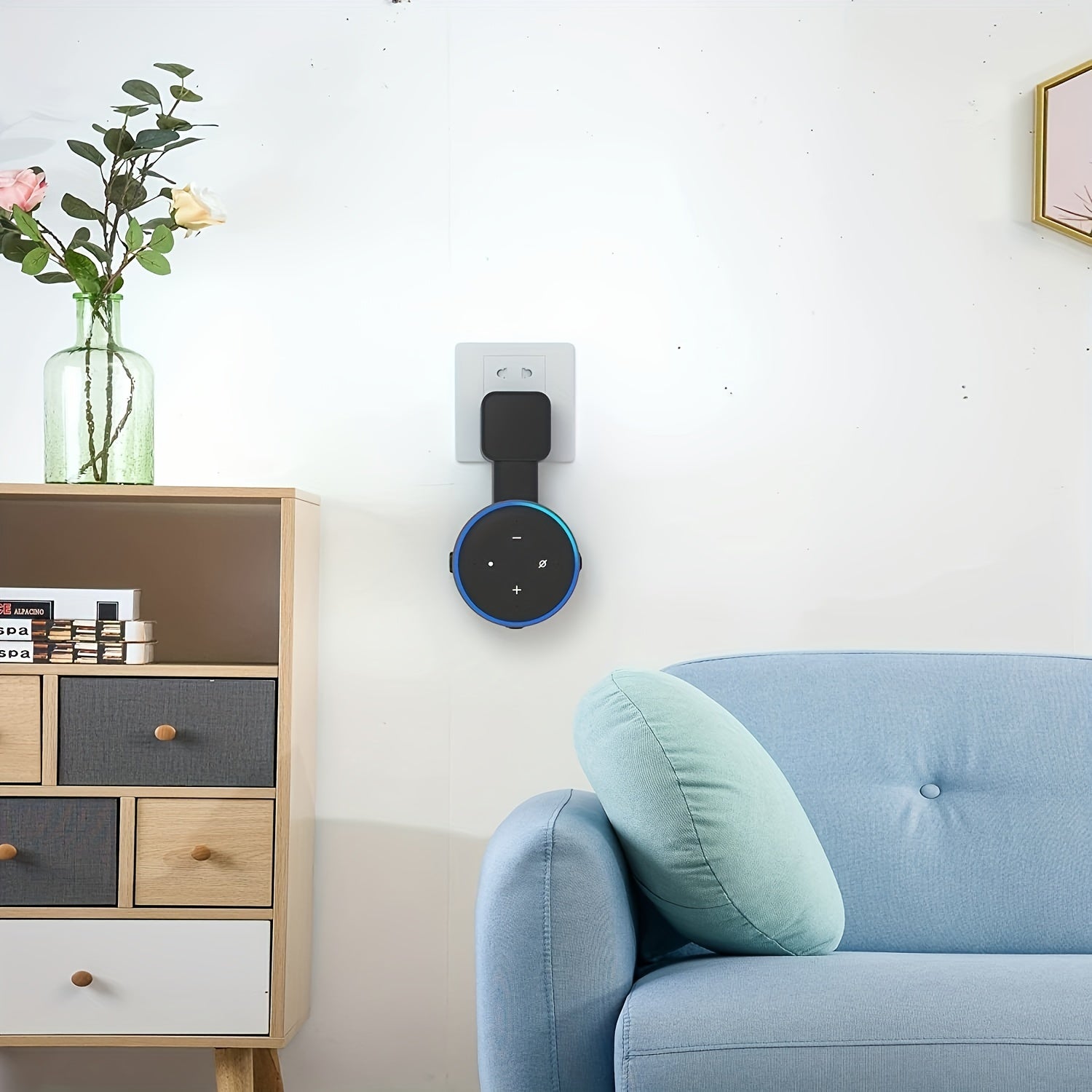 Wall Mount Holder for Echo Dot 3rd Gen, Space Saving, Cable Management, Plastic Shelf