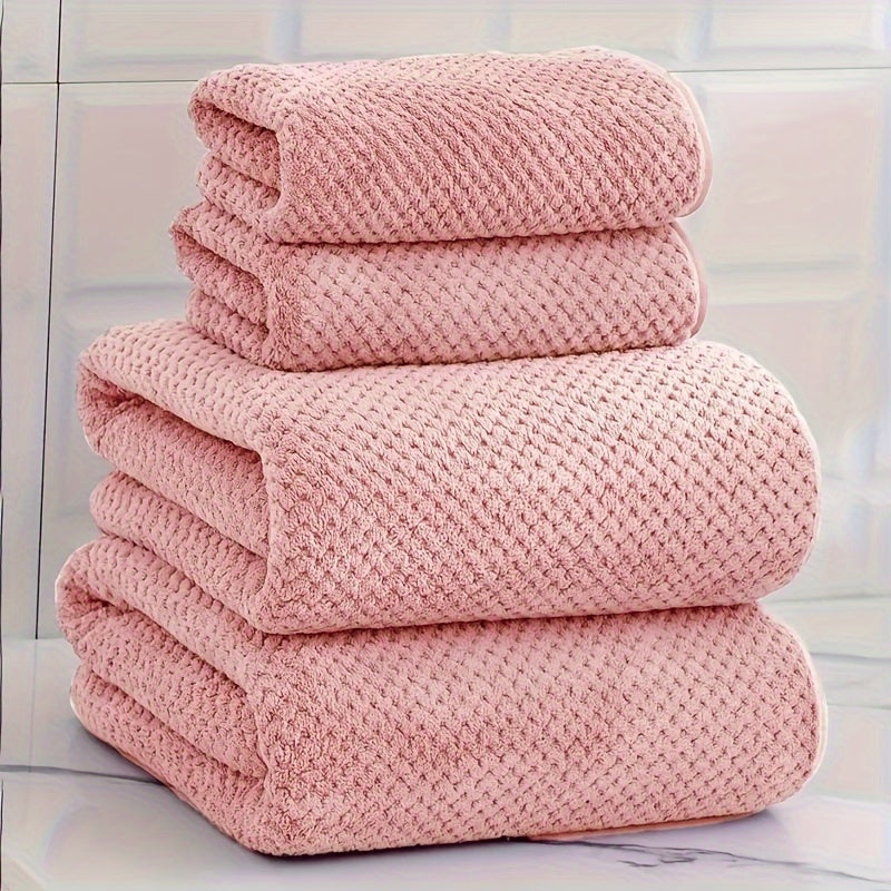 Luxury Mesh Bath Towel Set 2 Bath Towels 2 Hand Towels Quick-Dry Soft Polyester Nylon
