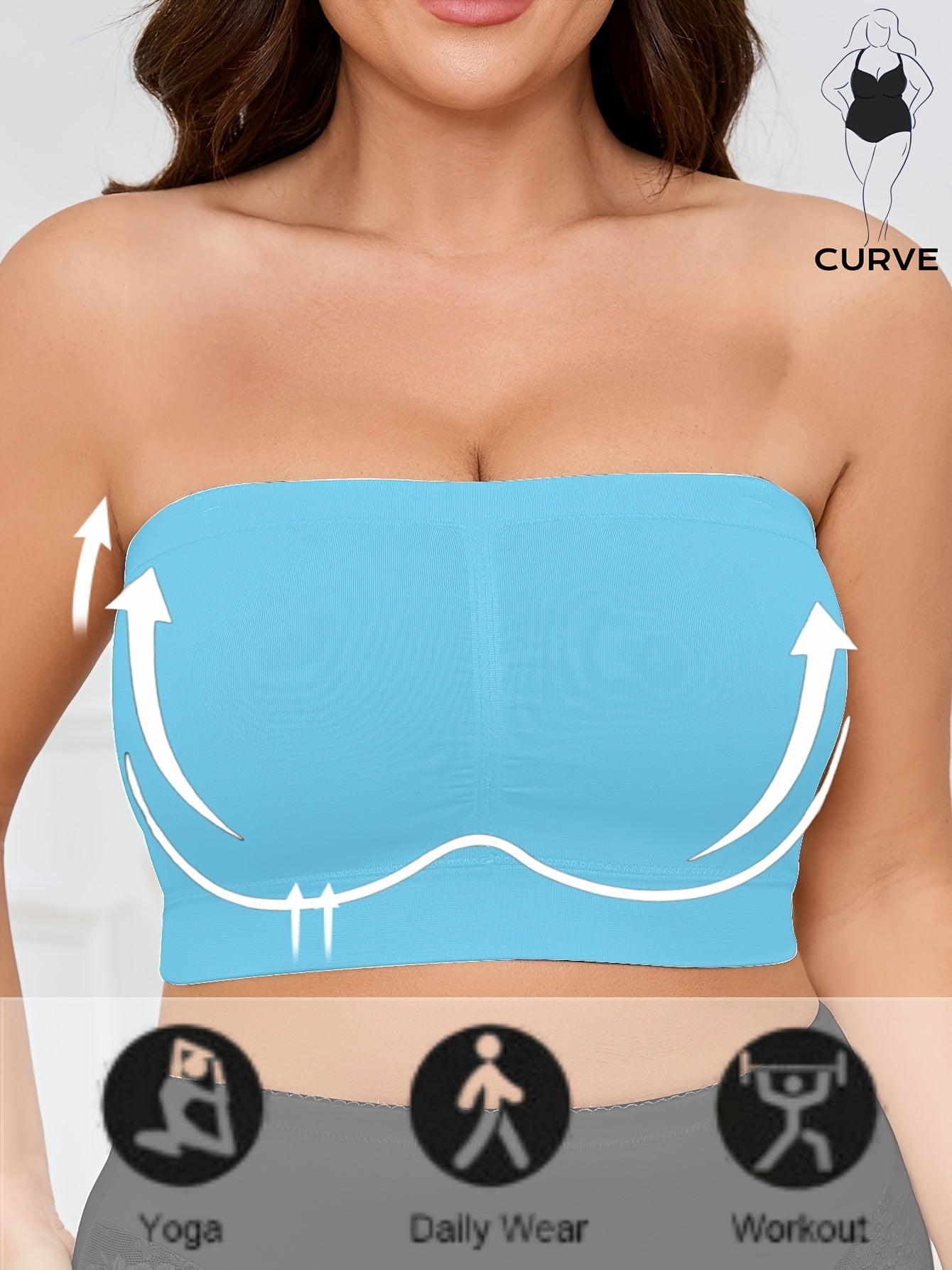 Plus Size Women's Seamless Backless Sports Bra Medium Support Yoga Gym Casual