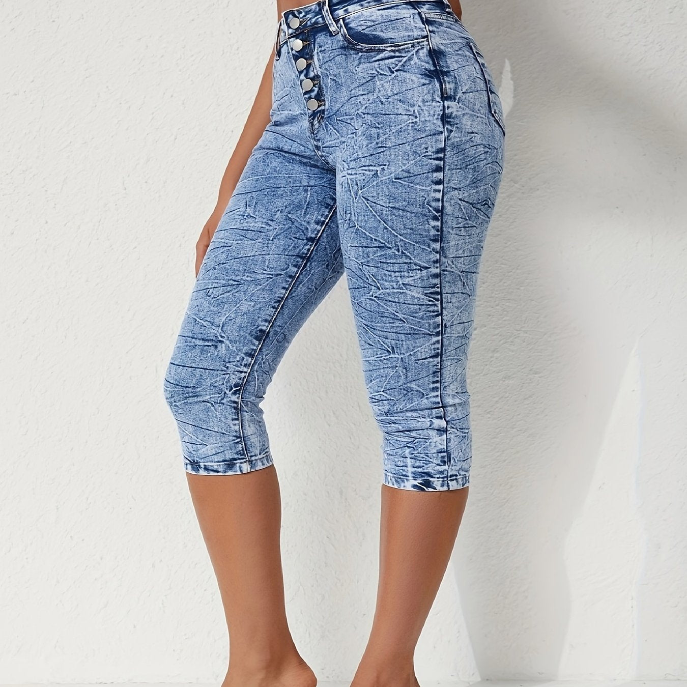 Plus Size Women's Tie-Dye High-Waisted Cropped Pants Stretchy Pants