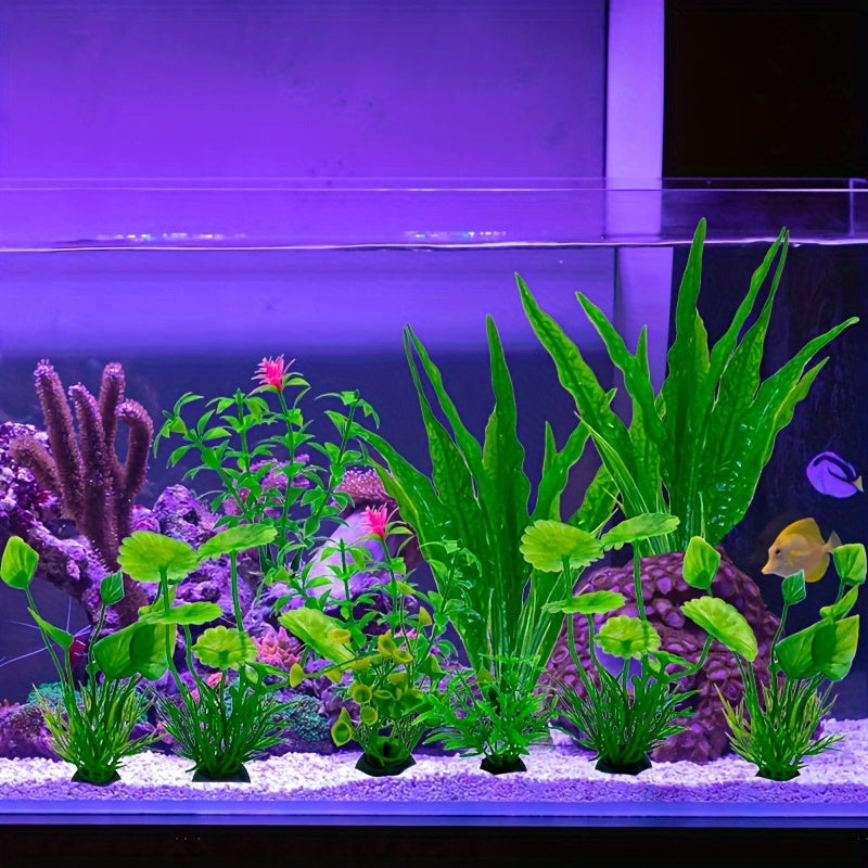 10 dona yashil plastmassa akvarium o'simliklari baliq tankini bezash uchun