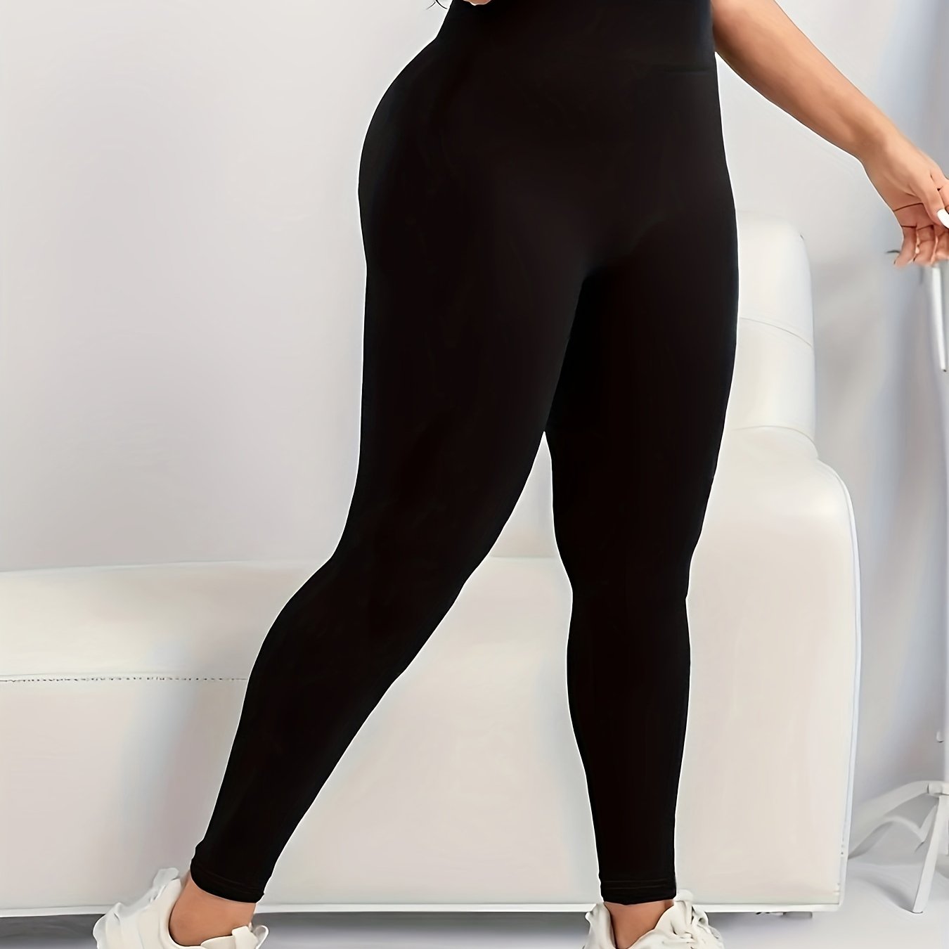 Women's High-Stretch Solid Color Leggings Casual All-Season Polyester Spandex