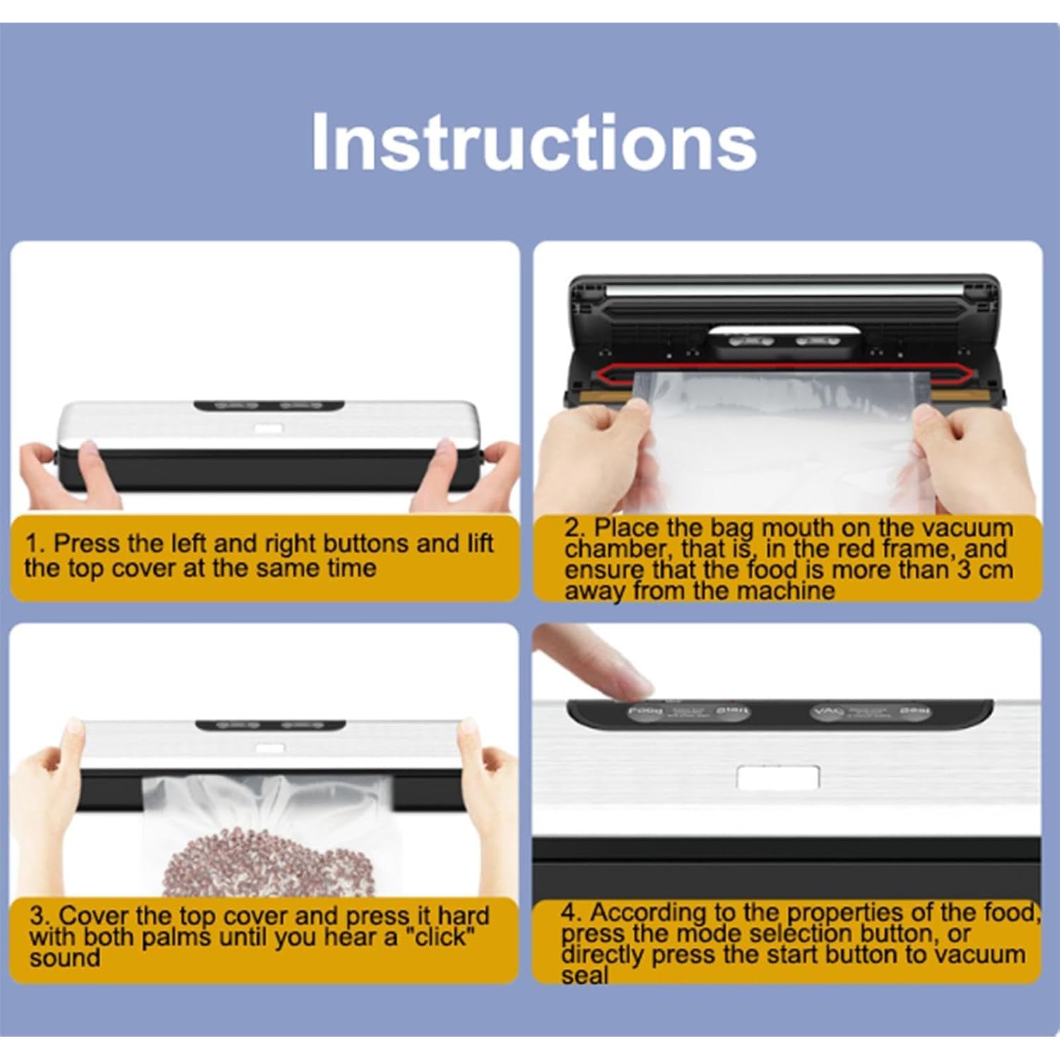 Automatic Vacuum Sealer 125W with 5 Bags Multifunctional Food Preservation