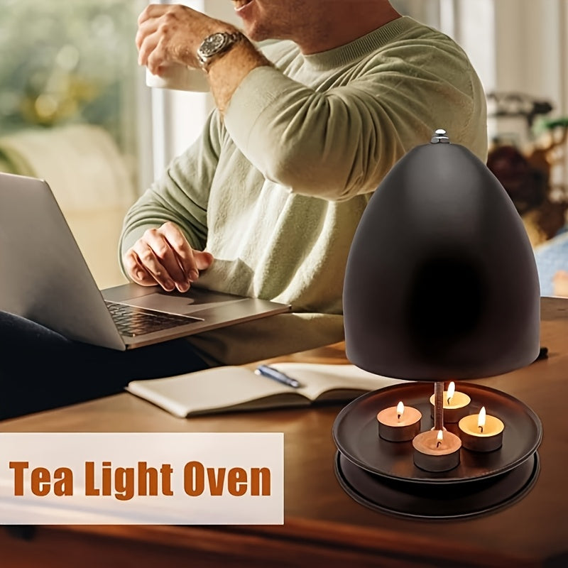 Black Portable Indoor-Outdoor Iron Heater for Tea Light Candle Heating Kit