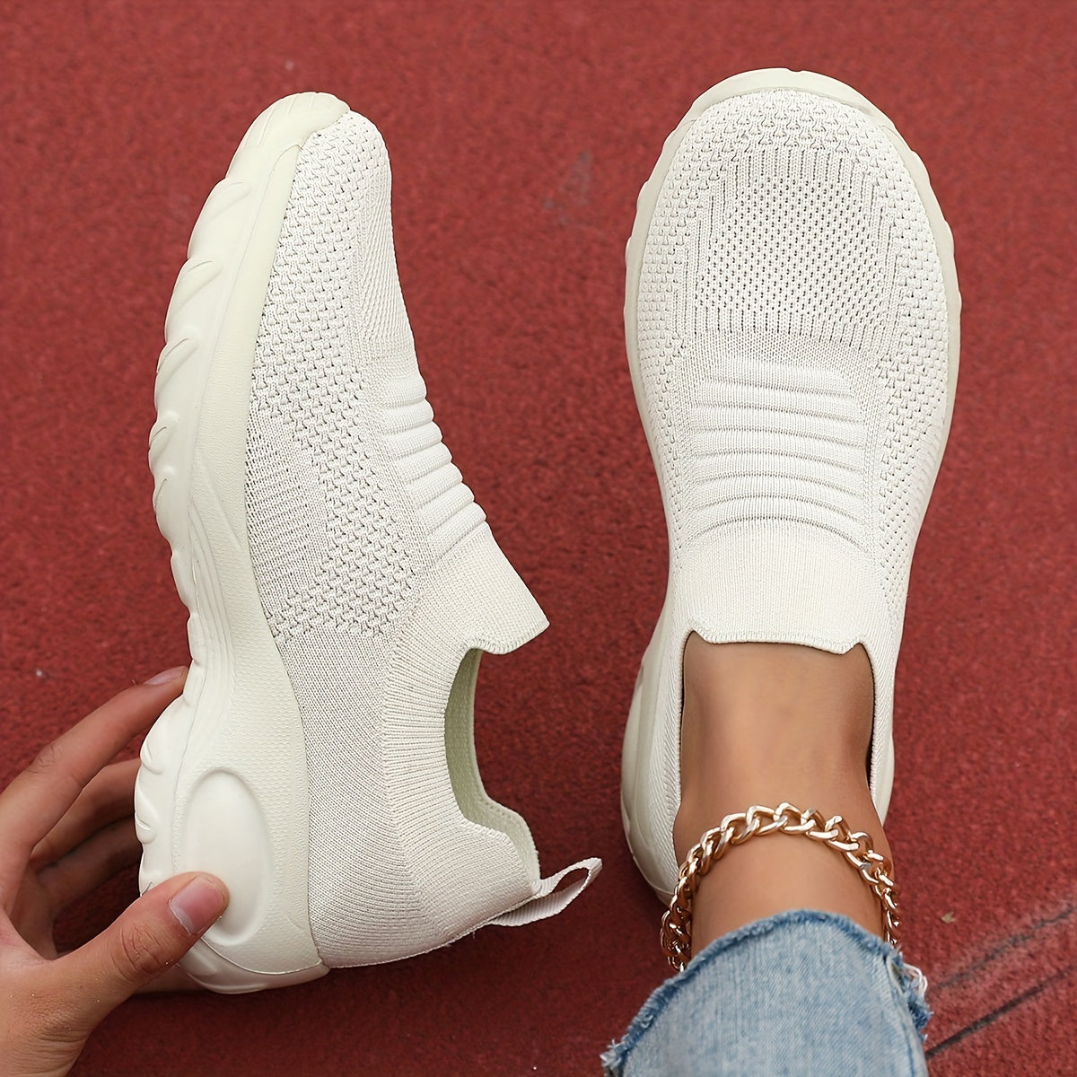 Women's Breathable Slip-On Platform Sneakers with Cushioned Comfort and Non-Slip EVA Sole