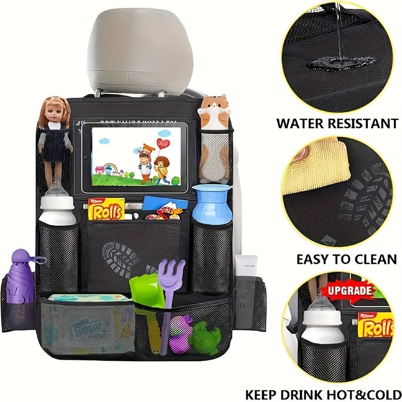 Multi-Pocket Car Seat Back Organizer with Tablet Holder Durable Mesh
