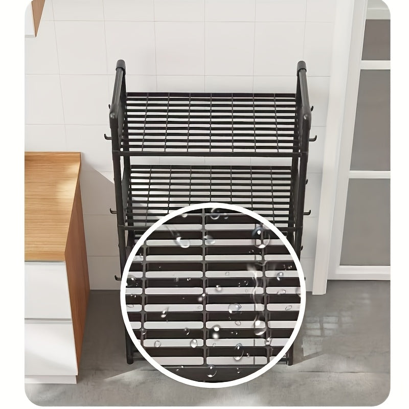 Metal and Plastic Storage Rack for Kitchen Bathroom Living Room with Tiered Shelves