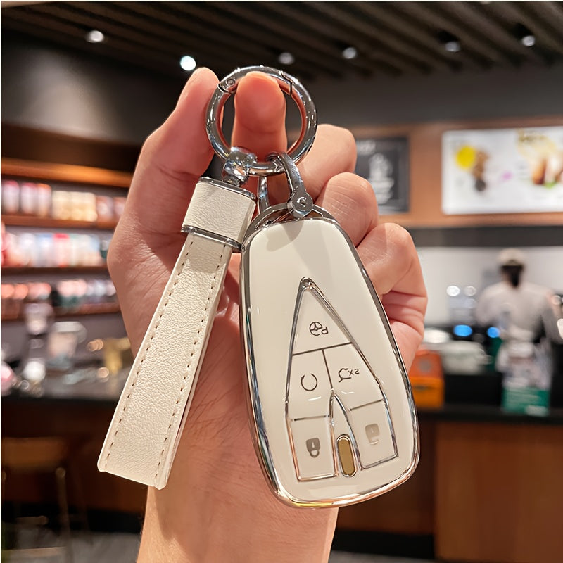 Car Key Cover Case for SUV TPU Leather Key Shell with Key Chain