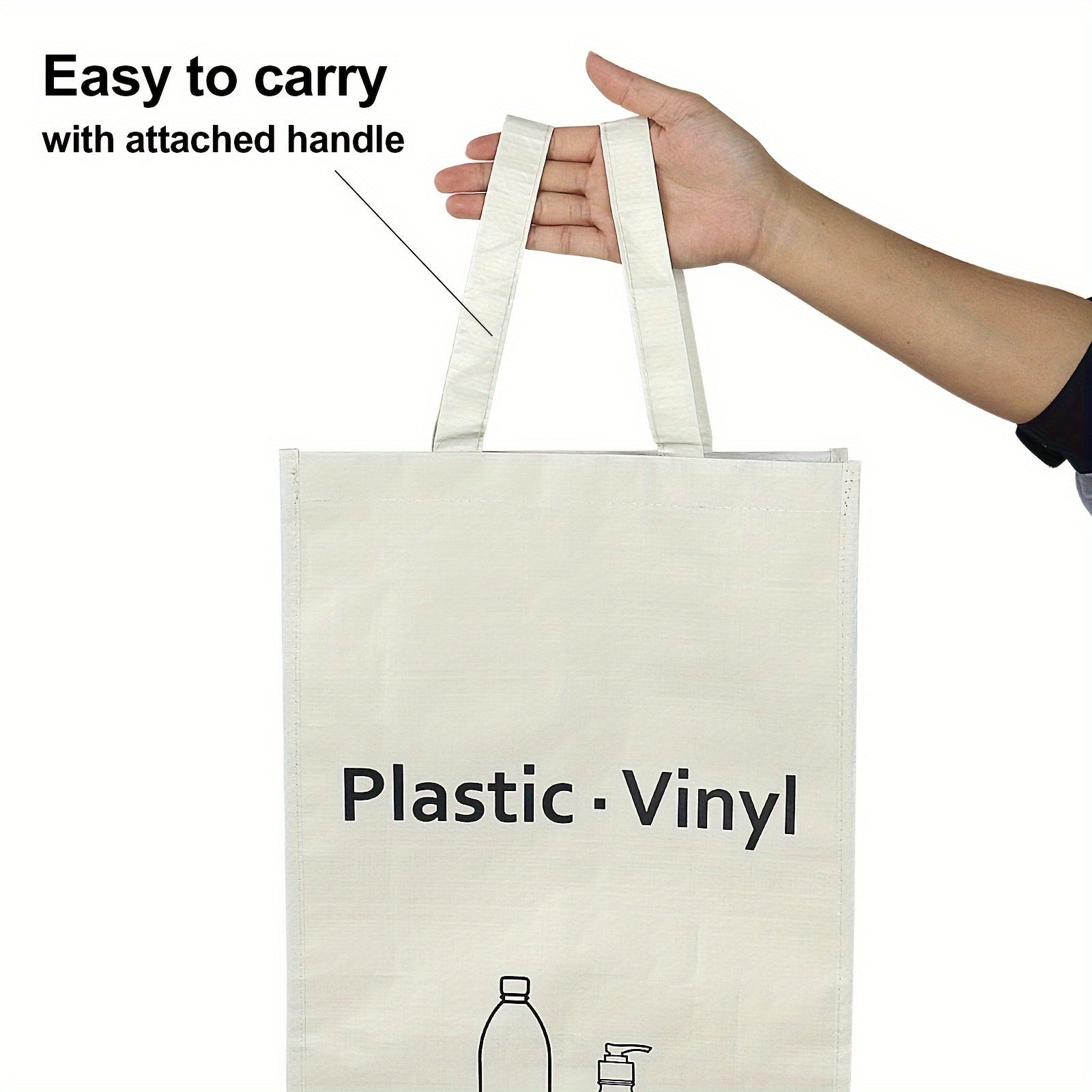 Juego de 2 bolsas reutilizables de reciclaje blancas y grises con asas 105.99L material tejido impermeable