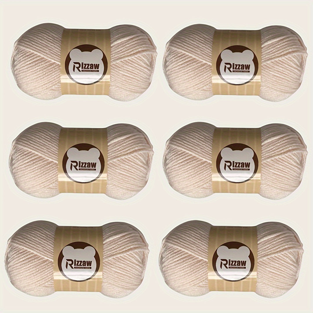 6 Pieces of 50g Soft Acrylic Yarn for Crocheting and Knitting, Assorted Colors