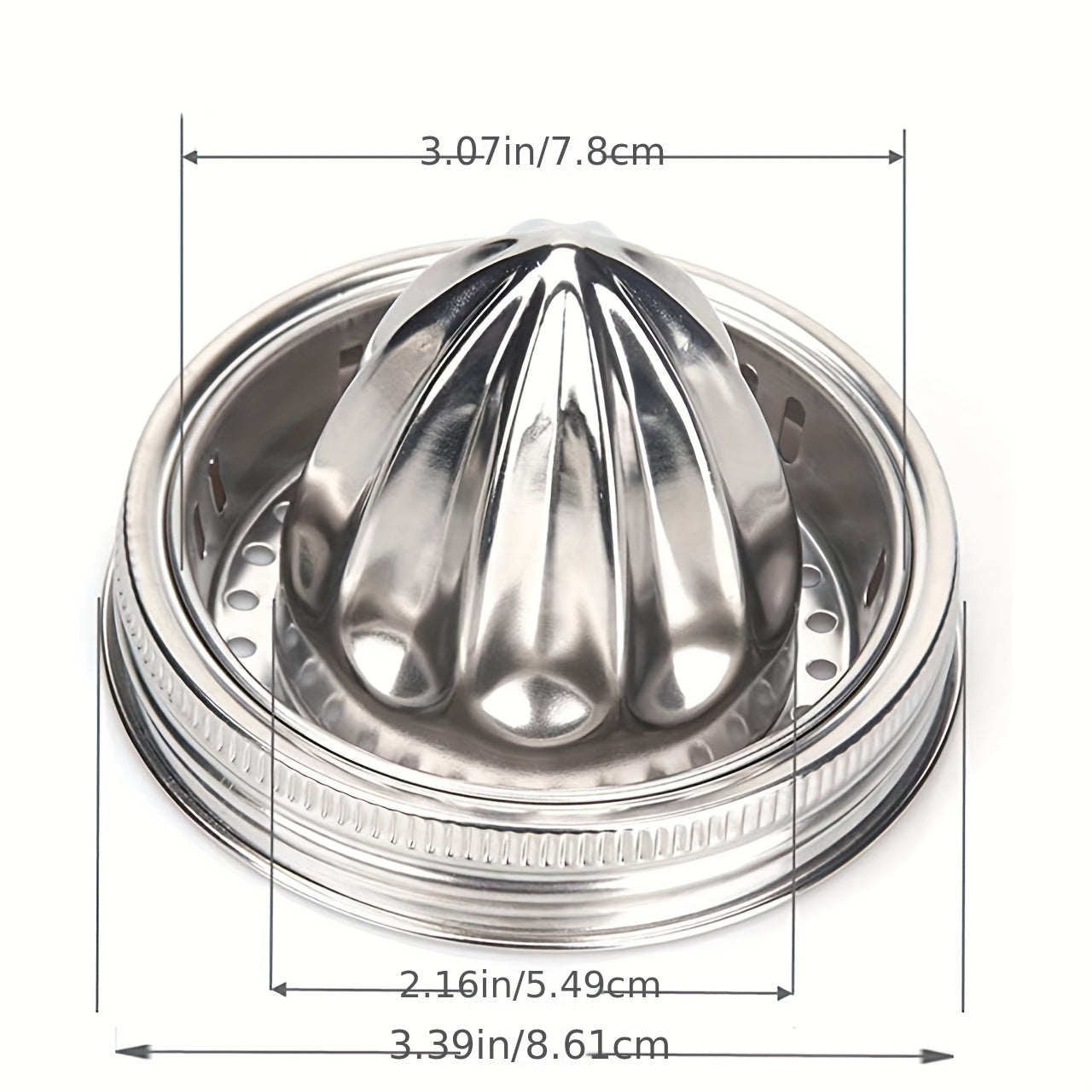 Stainless Steel Citrus Juicer Cover with Reusable Wide Mouth Lid for Mason Jars Food Containers and Cans Kitchen Tool