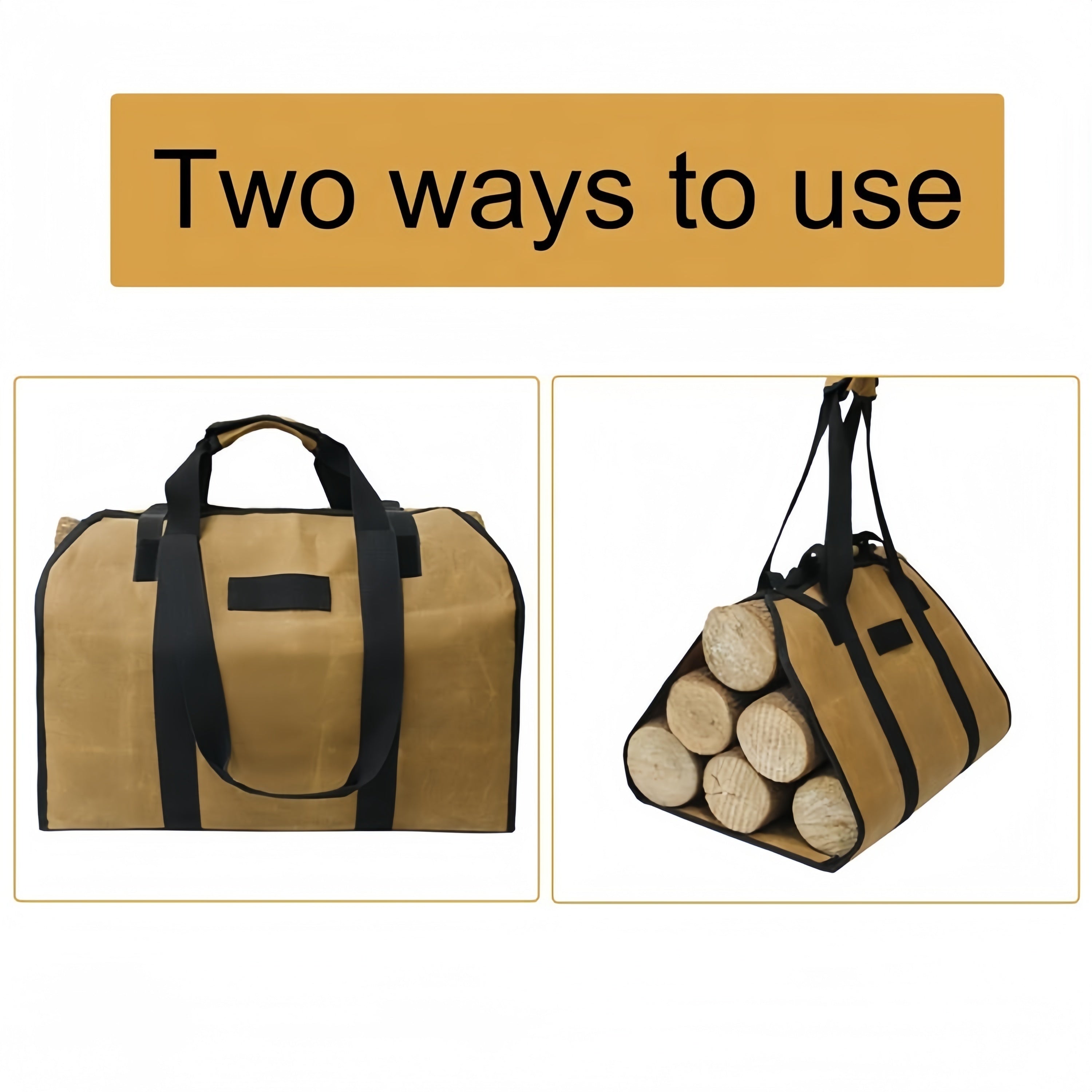 Canvas Firewood Carrier with Handle Log Tote for Firewood Storage and Transport