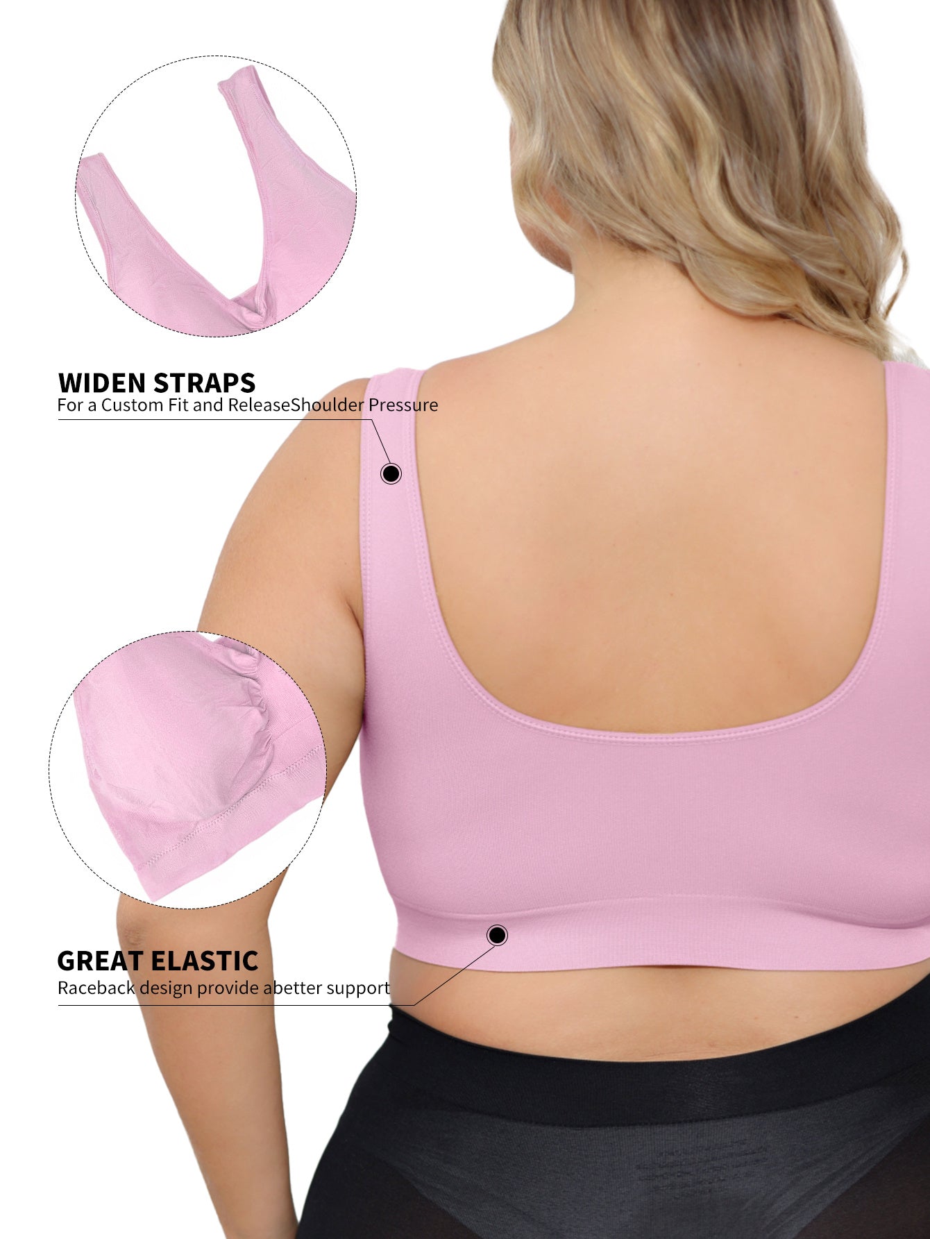 Women's Seamless Breathable Flab Reduction Push-Up Bralette 3-Pack