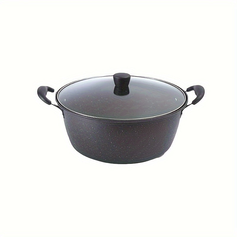 Durable Korean-Style Soup Pot with Lid for Noodles and Stews, Dishwasher Safe