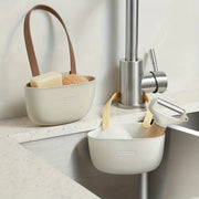 Juego de organizadores de almacenamiento para fregadero con estante con drenaje, cesta colgante y estante para jabón