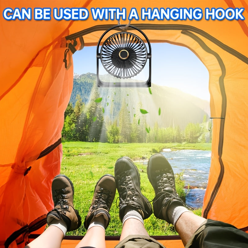 Portable USB Rechargeable Fan 1200mAh Battery 5-Speed Table Fan for Home Office Outdoor