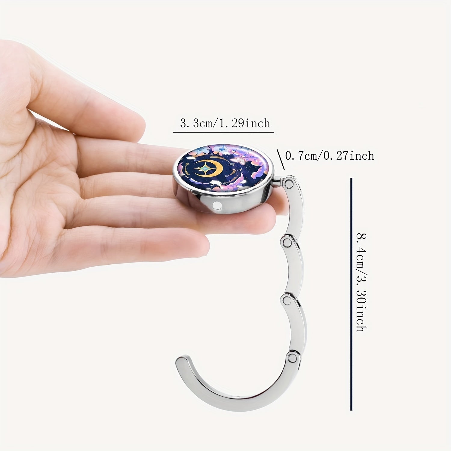 Moon Flower Anime Zinc Alloy Portable Bag Hook, Folding Purse Hanger for Handbags