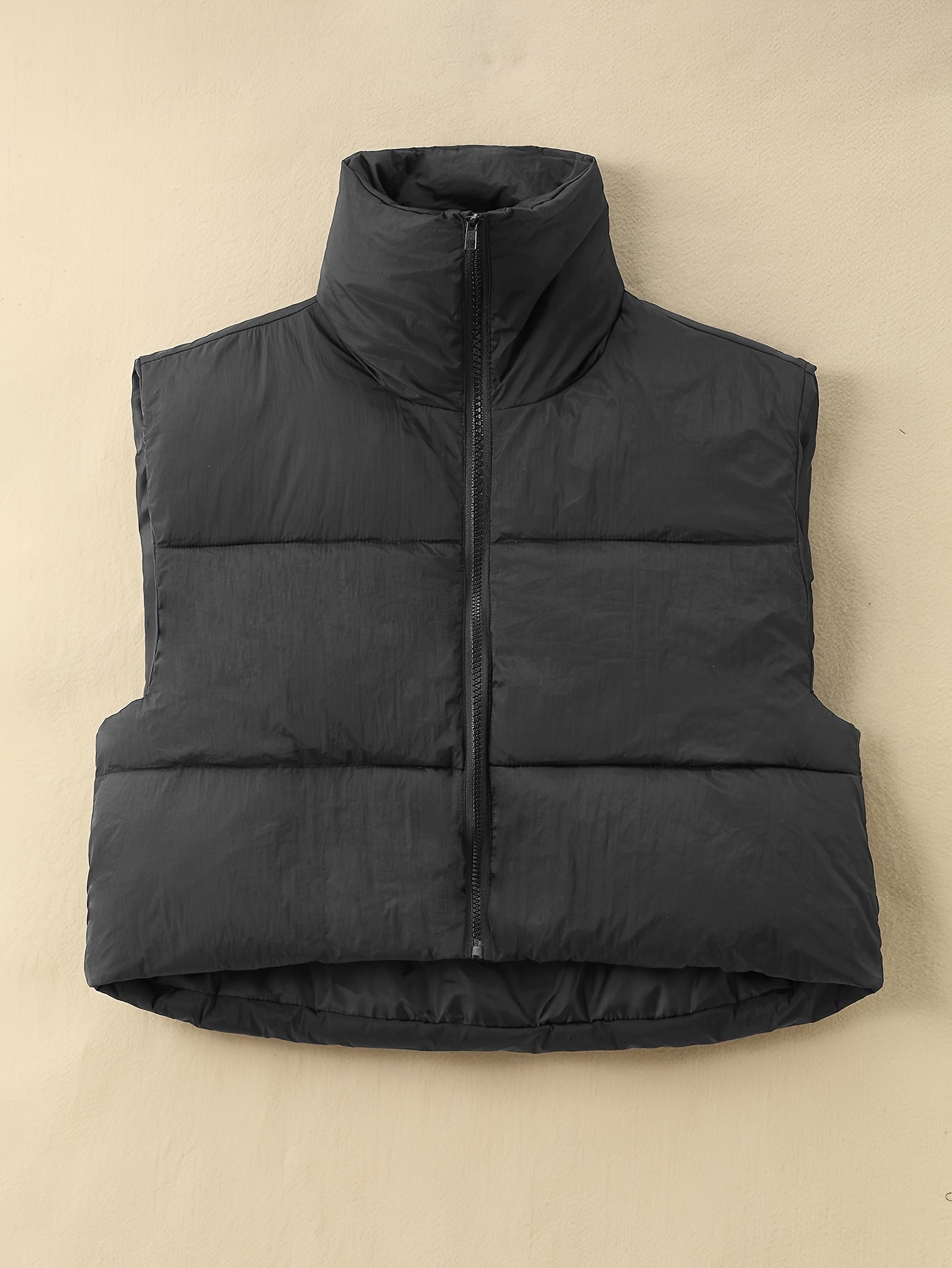 Women's Woven Polyester Vest for Fall and Winter Casual Solid Color Lapel Style